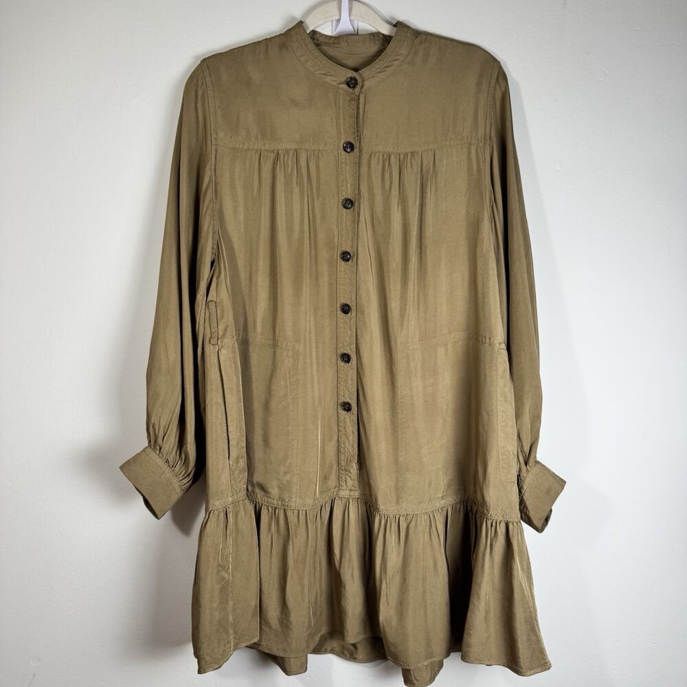 BANANA REPUBLIC Women’s Utility Dress Brown Size M Long Sleeve Front Hem